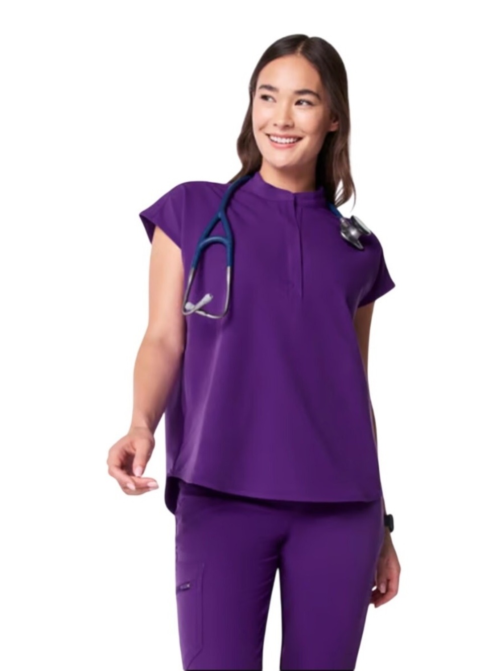 Figs Women's Rafaela Scrub Top Size Small Digital Grape